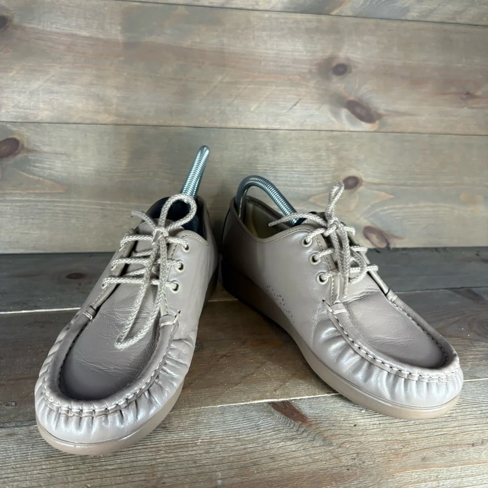 sas siesta womens size 7.5 wide shoes brown leather comfort walking sneakers